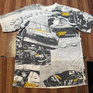 Vintage Single Stitch NASCAR Rusty Wallace Miller Fruit All Print Shirt XL